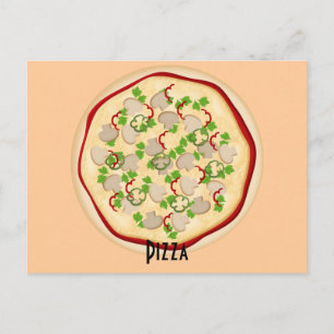Postale Carte de recettes de pizza aux champignons et poiv