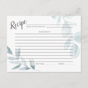Postale CARTE DE RECETTES   Eucalyptus bleu-dusté