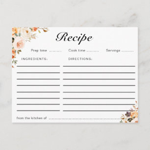 Postale Carte de recettes florales d'automne