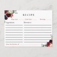 carte de recettes florales de la marine bordeaux