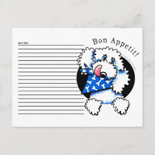 Postale Carte de recettes Poodle Bon Appetit blanc