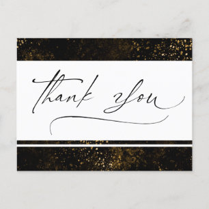 Postale Carte de remerciement aquarelle dorée élégante