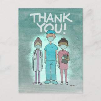 Postale Carte de remerciement aux travailleurs de la santé