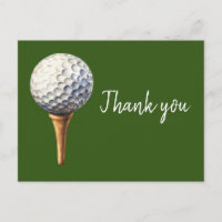 Carte de remerciement avec balle de golf sur tee