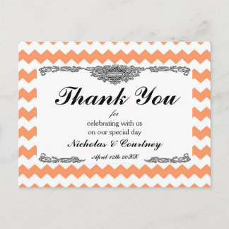 Postale Carte de remerciement Chevron Tangerine