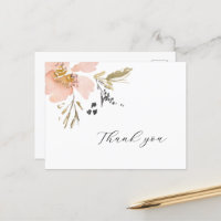 Carte de remerciement classique à motif floral aqu