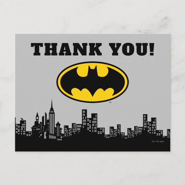 Postale Carte de remerciement d'anniversaire Batman Gotham (Devant)