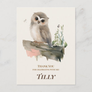 Postale Carte de remerciement d'anniversaire de chouette d
