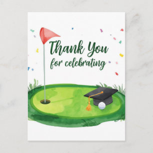 Postale Carte de remerciement de fin d'études de golf sur