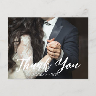 Postale Carte de remerciement de mariage à l'écriture élég
