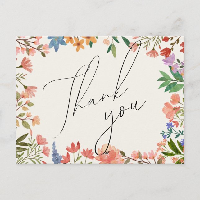 Postale Carte de remerciement de mariage à l'écriture Wild (Devant)