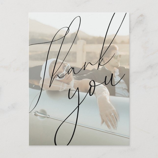Postale Carte de Remerciement de Mariage à Script Minimali (Devant)