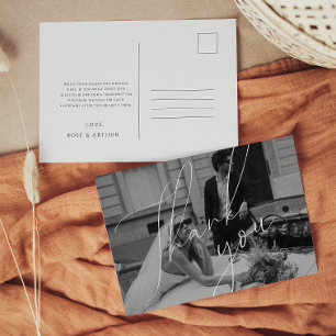 Postale Carte de Remerciement de Mariage à Script Minimali