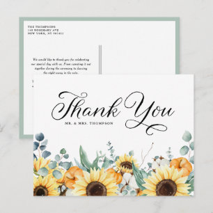 Postale Carte de remerciement de mariage d'automne avec ci