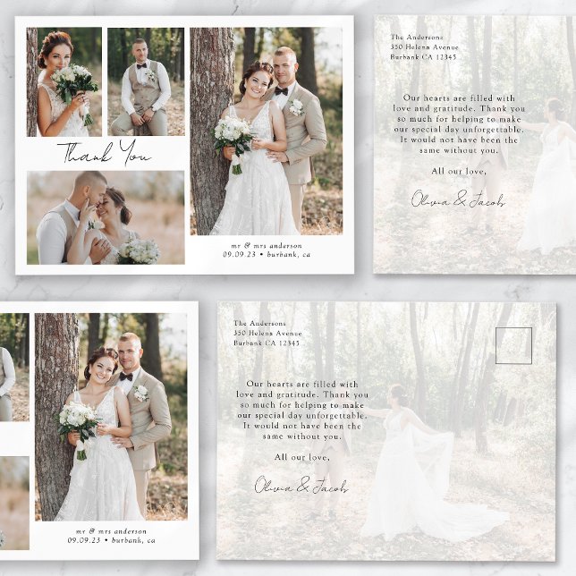 Postale Carte de remerciement de mariage de calligraphie d (Créateur téléchargé)