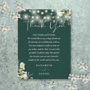 Postale Carte de remerciement de mariage Emerald Greenery