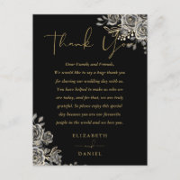 Carte de remerciement de mariage Fleurs gothiques 