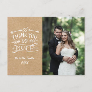 Postale Carte de remerciement de mariage photo Bohème Kraf