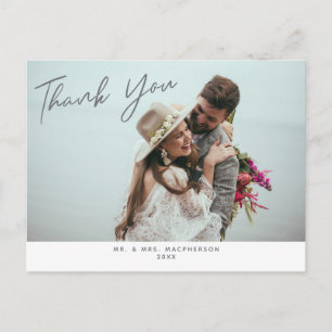 Postale Carte de remerciement de mariage photo simple mode
