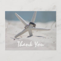 Carte de remerciement de mariage sur la plage avec