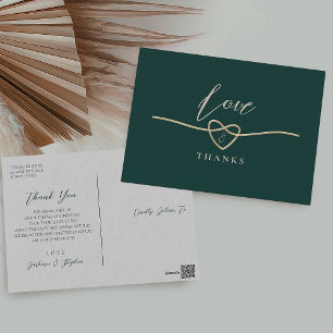 Postale Carte de remerciement de mariage Vert Émeraude