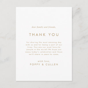 Postale Carte de Remerciement de Réception en Typographie 