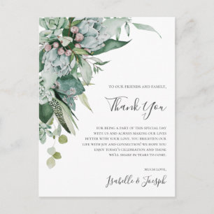 Postale Carte de Remerciement de Réception Verte avec Succ