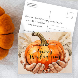 Postale Carte de remerciement de Thanksgiving à l'aquarell