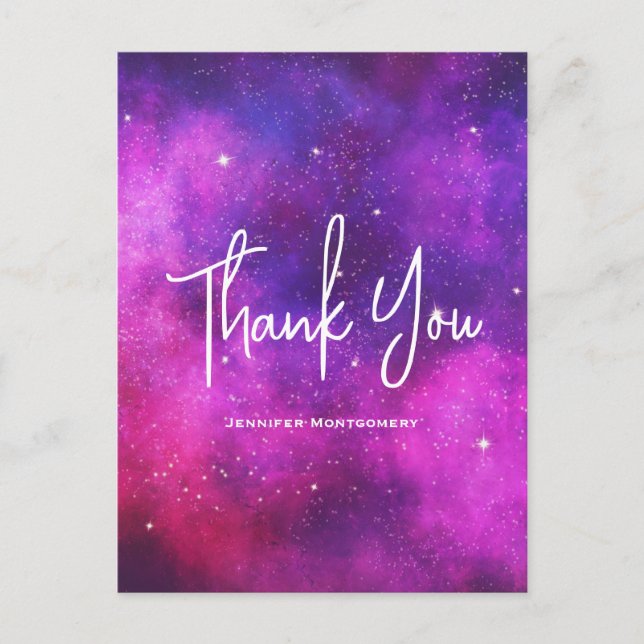 Postale Carte de remerciement Faux Galaxy Espace et Étoile (Devant)