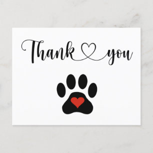 Postale Carte de remerciement personnalisée Patte de chien