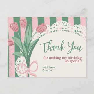 Postale Carte de remerciement personnalisée Tulipe & Ruban
