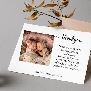 Postale Carte de remerciement photo de jumeaux Annonce de 