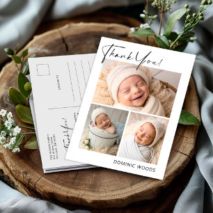 Postale Carte de remerciement photo de nouveau-né garçon