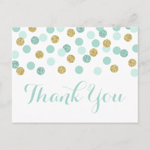 Postale Carte de remerciement pour baby shower Menthe et O