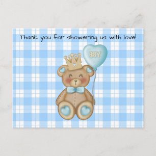 Postale Carte de remerciement pour Baby Shower Ours