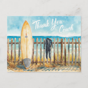 Postale Carte de remerciement pour entraîneur de surf   Pl