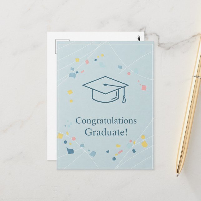 Postale Carte de remerciement pour la remise des diplômes (Devant/Arrière en situation)