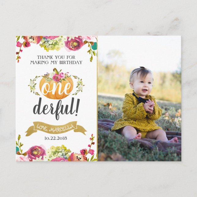 Postale Carte de remerciement pour le premier anniversaire (Devant)