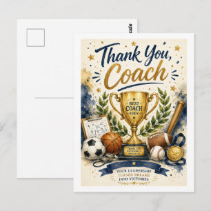 Postale Carte de remerciement pour l'entraîneur champion