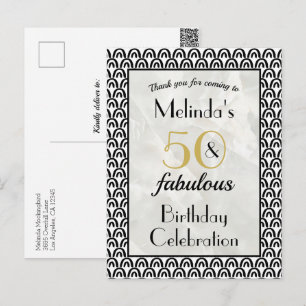 Postale Carte de remerciement pour un 50ème anniversaire f