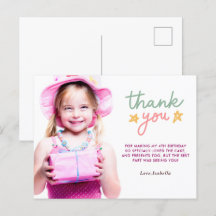 Carte de remerciement pour une fête d'anniversaire