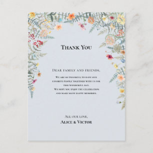 Postale Carte de Remerciement Réception Dusty Blue Fleur S