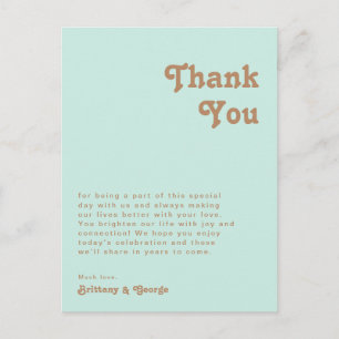 Postale Carte de remerciement Retro Beach Table aqua