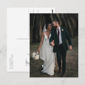 Postale Carte de remerciement simple pour photo de mariage