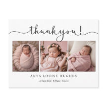 Carte de remerciements bébé moderne avec photo
