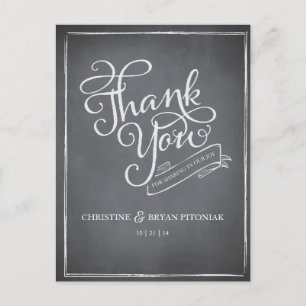Postale Carte de remerciements blanc du script de tableau 