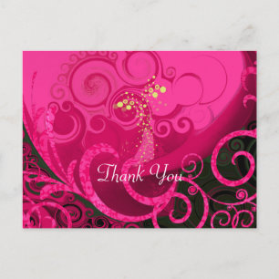 Postale Carte de remerciements d'art profond rose Calla Li