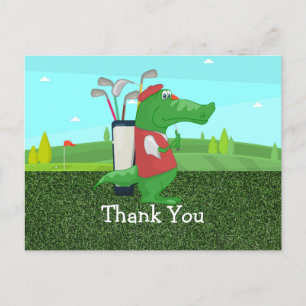 Postale Carte de remerciements de golf avec golfeur de cro