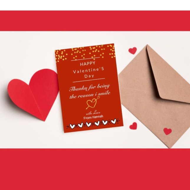 Postale carte de remerciements de la Saint-Valentin person (Thankyou flat note  valentines day greeting card)