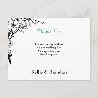 POSTALE CARTE DE REMERCIEMENTS DE MARIAGE ÉLÉGANTE